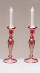 Cranberry Candlesticks with Candles